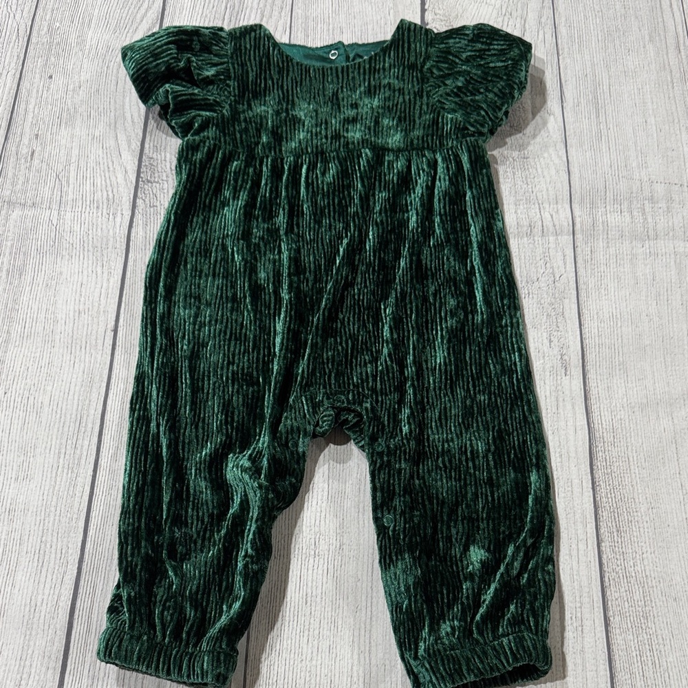Cat & Jack Emerald Green Velvet Romper